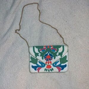 Embroidery and jeweled clutch/crossbody